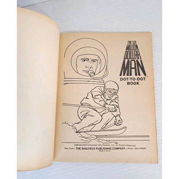1970s Vtg Lot (2) Six Million Dollar Man Coloring Dot-to-Dot Books 70s READ - Picture 5 of 5